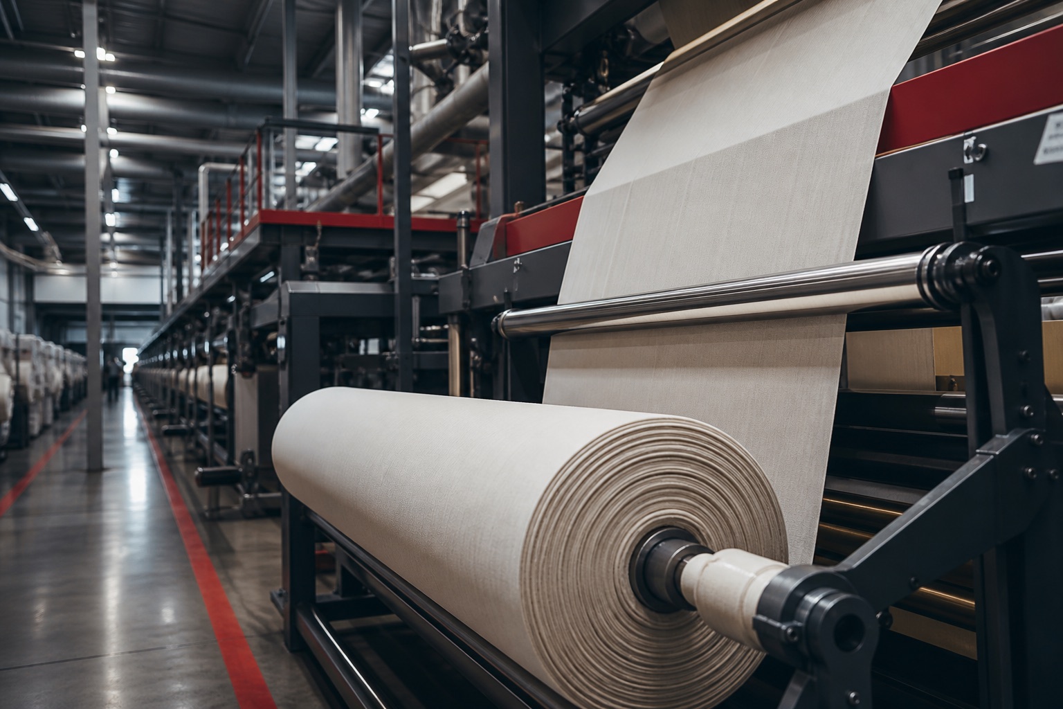 Modern textile manufacturing line in operation